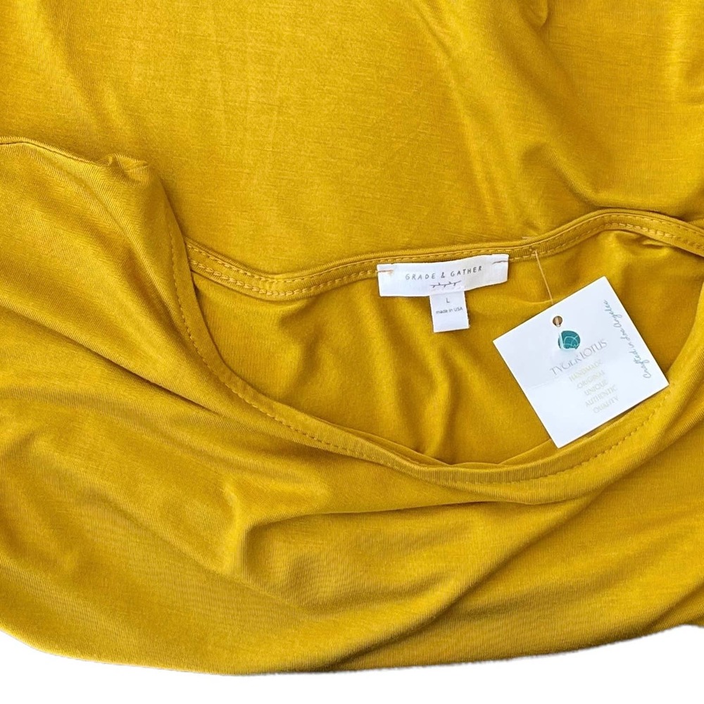 NWT Grade & Gather Mustard Ruffled Top Size L - Picture 2 of 8